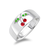 Cherry Rhinestone Silver Rings NSR-10